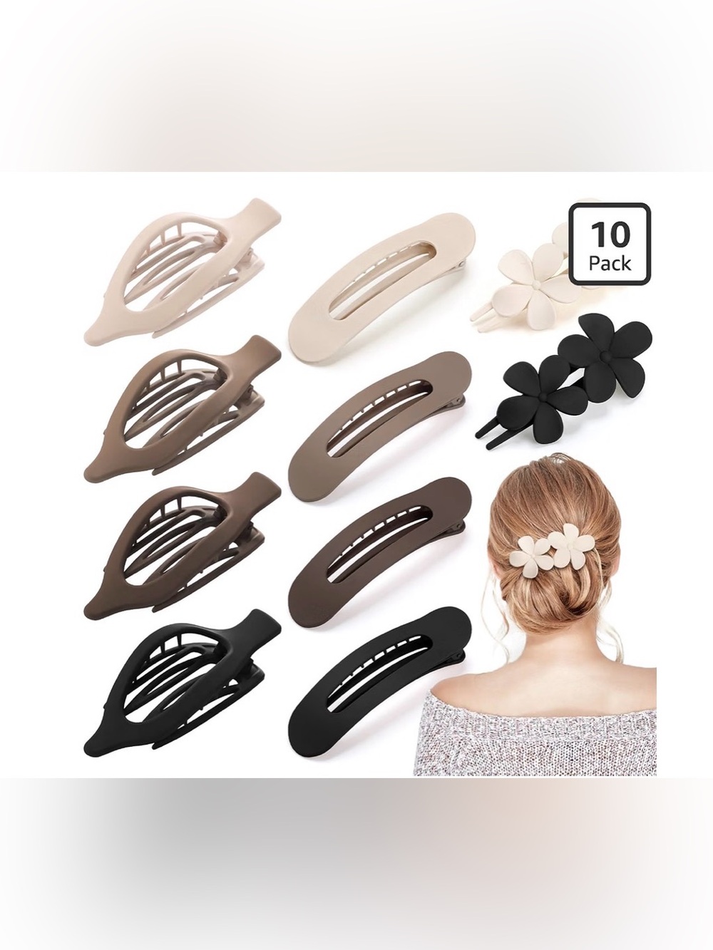 10 Pcs French Flat Hair Clips for Women